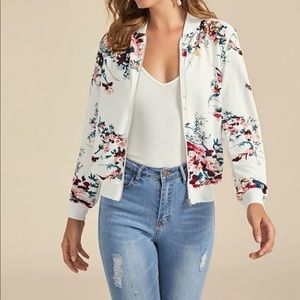 NWOT Floral Bomber